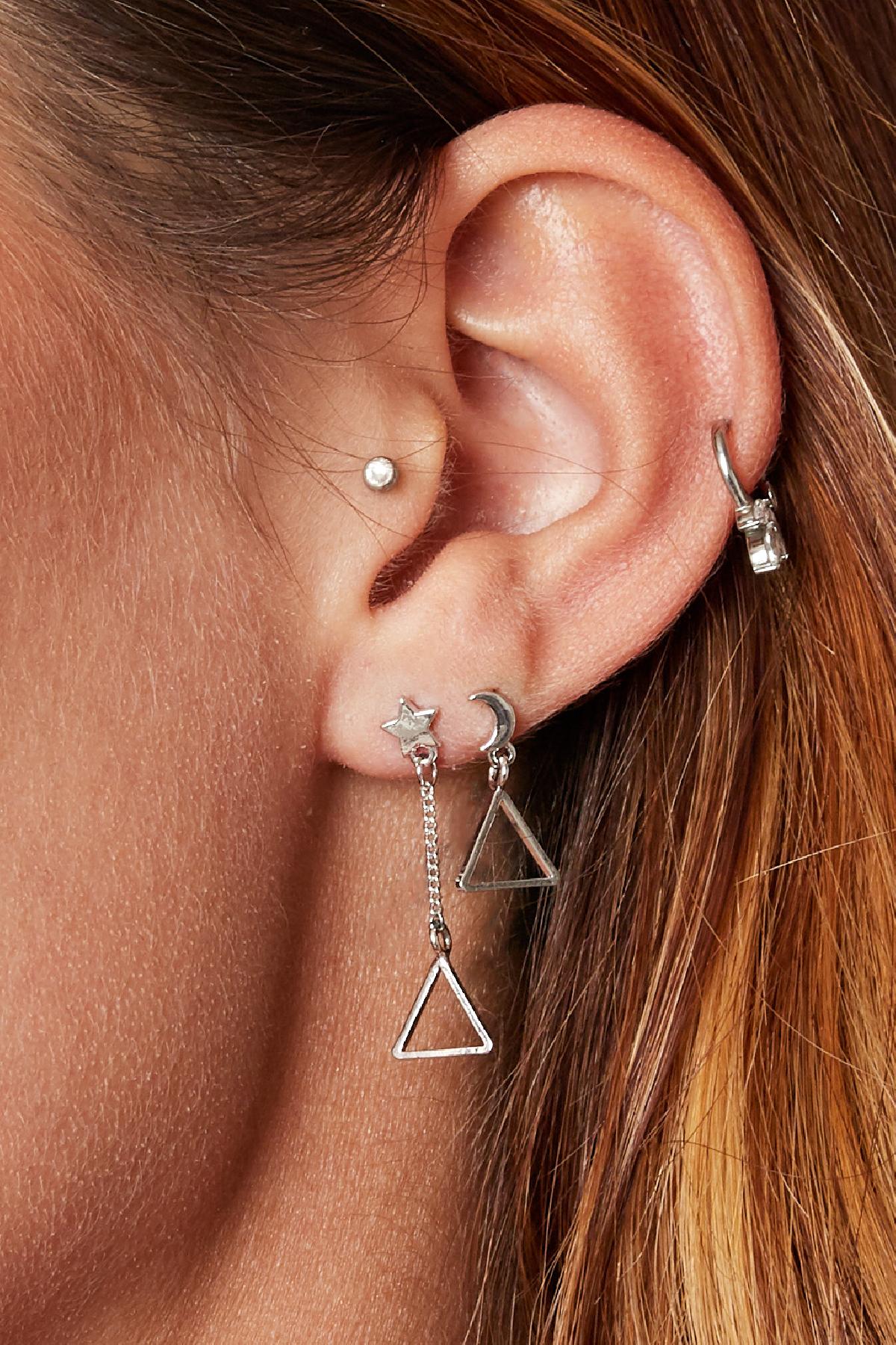 Earrings Triangular Space Silver Copper Picture3